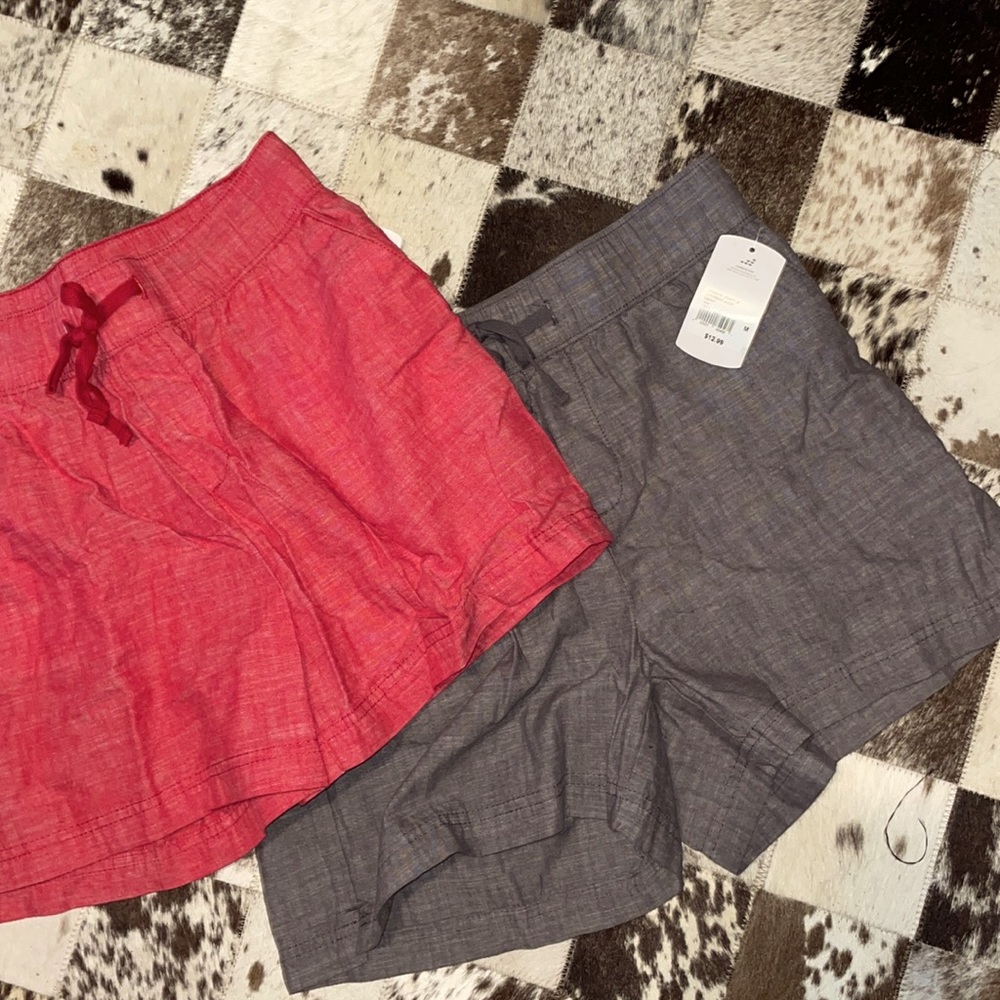 bcg tie shorts in red & charcoal color